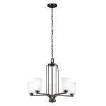 Люстра бронзового цвета с 5-ю матовыми стеклянными плафонами Generation Lighting варинант исполнения - 2 | Loft Concept в Тюмени