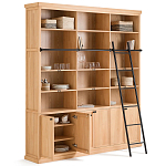 Книжный шкаф из массива сосны с металлической лестницей Burton Wood Cabinet варинант исполнения - 3 | Loft Concept в Тюмени