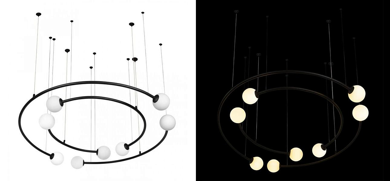 Дизайнерская Модульная Люстра PLANETARY two rings Black 100 см Дизайнерская Модульная Люстра PLANETARY two rings Black 100 см - Loft-Concept в Тюмени