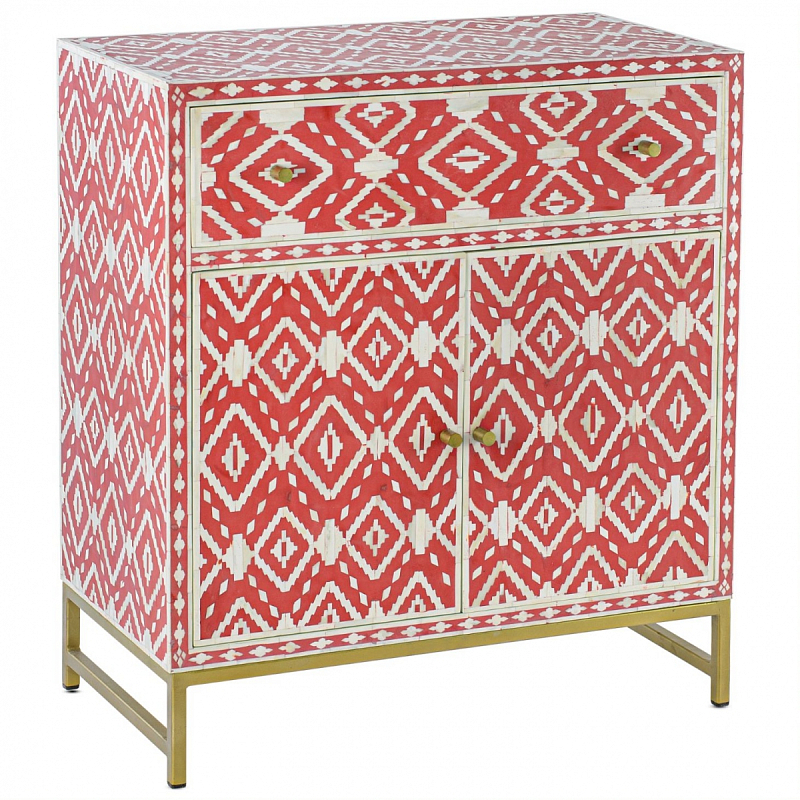 Комод инкрустация костью Red Indian Bone Inlay drawer Красный Красный Комод инкрустация костью Red Indian Bone Inlay drawer Красный Красный в Тюмени | Loft Concept