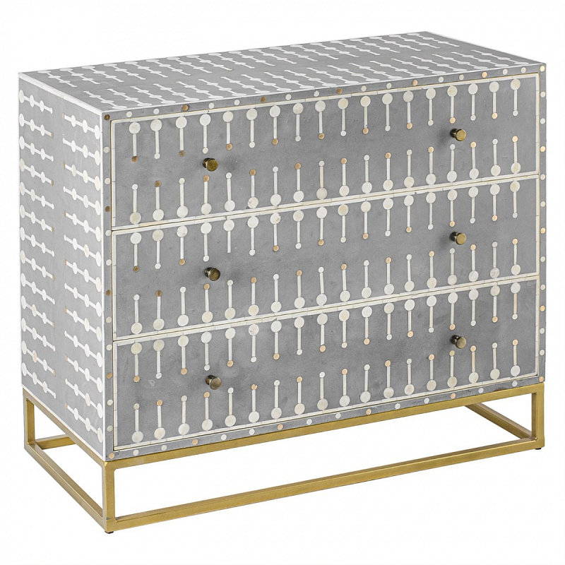 Комод серый кость BONE INLAY 3 DRAWER Белый Серый Комод серый кость BONE INLAY 3 DRAWER Белый Серый в Тюмени | Loft Concept