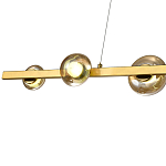 Люстра светодиодная линейная с 6-ю круглыми плафонами коньячного цвета Iona Chandelier Brass  варинант исполнения - 2 | Loft Concept в Тюмени