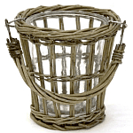 Кашпо стеклянное в плетёной корзине Timber варинант исполнения - 1 | Loft Concept в Тюмени