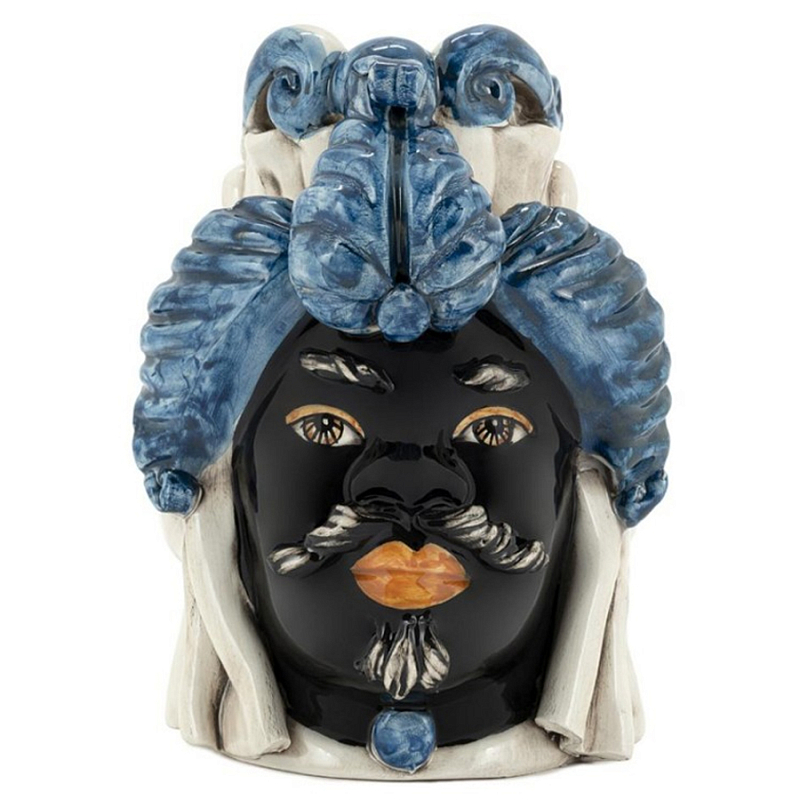 Ваза Vase Moro Man Small Blue Черный Синий Бежевый Ваза Vase Moro Man Small Blue Черный Синий Бежевый в Тюмени | Loft Concept