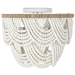 Круглый потолочный светильник с подвесками из круглых деревянных бусин Wooden Beads White Ceiling Lamp варинант исполнения - 2 | Loft Concept в Тюмени