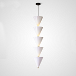 Подвесной светильник светодиодный в виде ряда белых металлических конусов  Herringbone варинант исполнения - 3 | Loft Concept в Тюмени