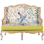 Диван из натурального бука бежевый с изображением птиц и цветов Beige Green Chinoiserie Garden Sofa варинант исполнения - 7 | Loft Concept в Тюмени