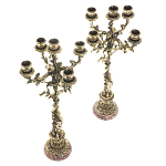 Подсвечники из бронзы на 10 свечей на подставке из камня креноид Stone Candlestick варинант исполнения - 2 | Loft Concept в Тюмени