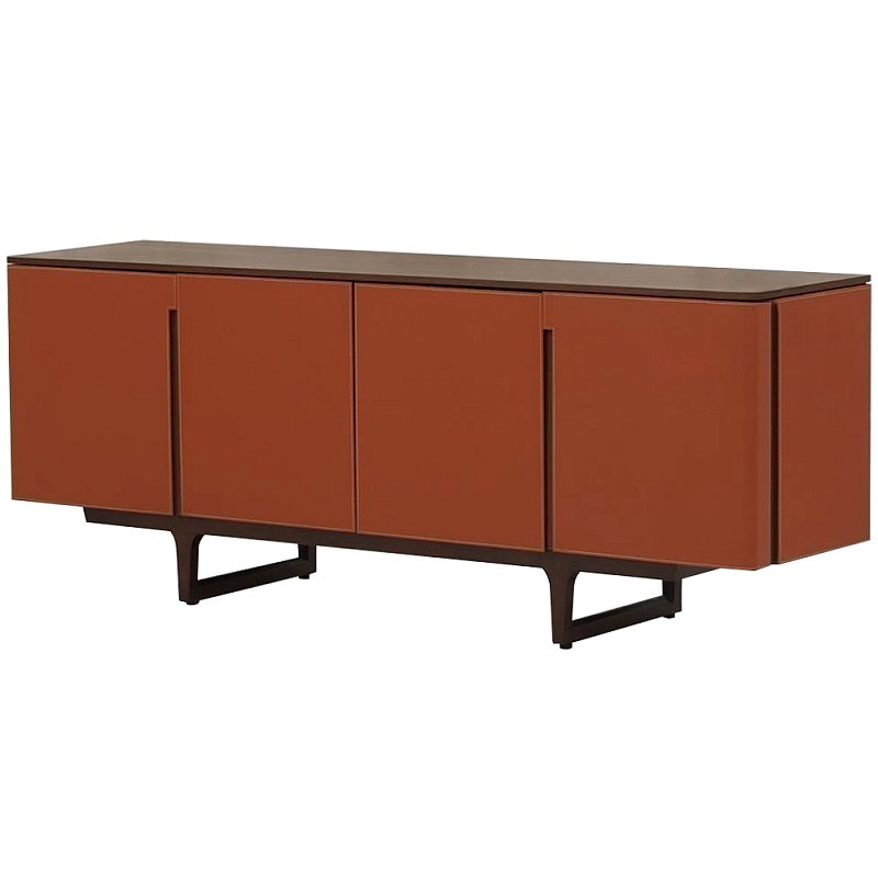Комод с декором из кожи Orange Leather Chest of Drawers Оранжевый Коричневый Комод с декором из кожи Orange Leather Chest of Drawers Оранжевый Коричневый в Тюмени | Loft Concept
