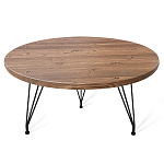 Стол журнальный c коричневой круглой столешницей на трех металлических ножках Charm Coffee Table варинант исполнения - 1 | Loft Concept в Тюмени