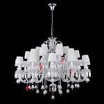 Люстра многоярусная с 30-ю белыми текстильными абажурами и хрустальными подвесками Lustre Reverie варинант исполнения - 2 | Loft Concept в Тюмени