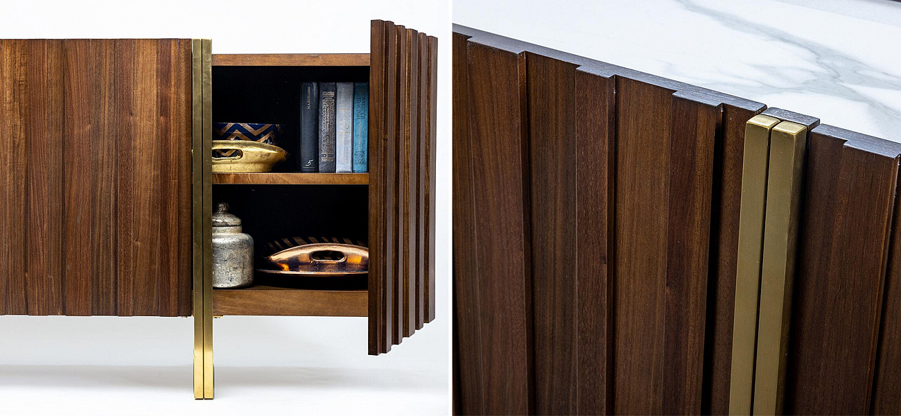 Комод с мраморной столешницей Walnut Veneer Комод с мраморной столешницей Walnut Veneer - Loft-Concept в Тюмени