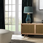 Настольная лампа с коническим дымчато-зелёным абажуром из искусственного шёлка Quintiesse варинант исполнения - 3 | Loft Concept в Тюмени