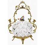 Конфетница с бронзовой ручкой и фарфоровой птичкой на крышке Eden Garden варинант исполнения - 1 | Loft Concept в Тюмени