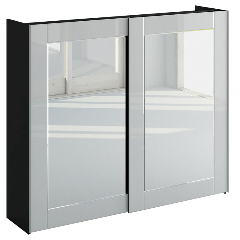 Шкаф-купе White Crystal Черный Белый Зеркало в Тюмени | Loft Concept 