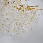 Люстра подвесная с золотистыми ветками и стеклянными подвесками в виде листьев Длина 130 см FAIRYTREE Light варинант исполнения - 4 | Loft Concept в Тюмени