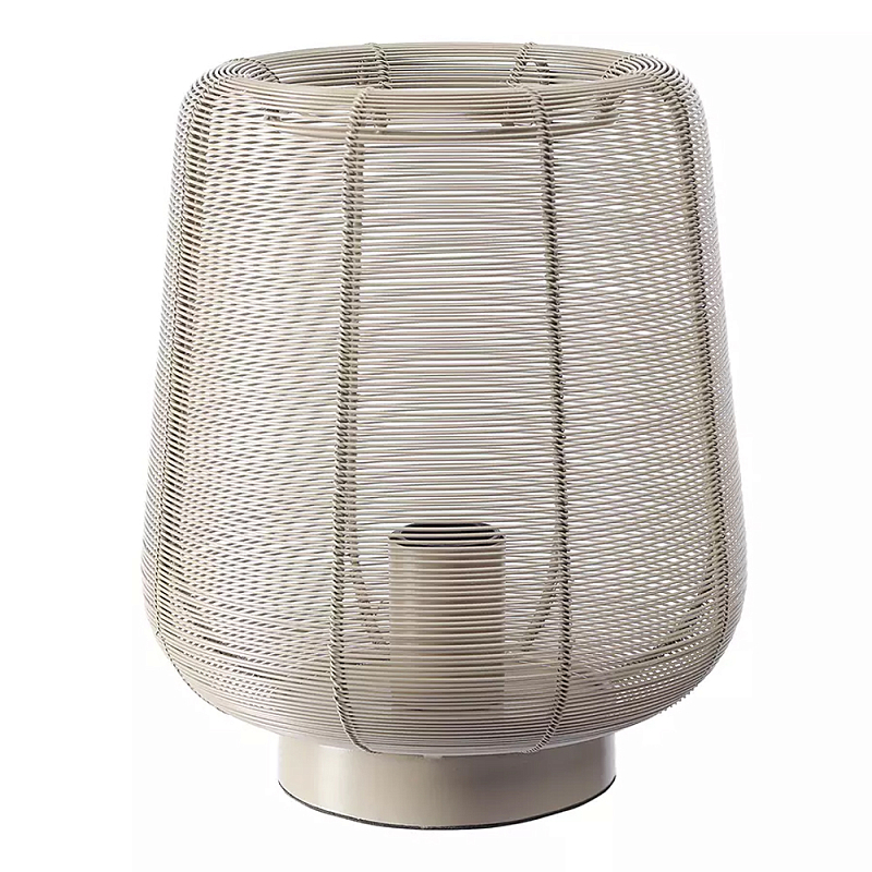 Настольная лампа с плетеным металлическим плафоном Wicker Iron Lamp Бежевый Черный Настольная лампа с плетеным металлическим плафоном Wicker Iron Lamp Бежевый Черный в Тюмени | Loft Concept
