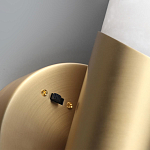 Бра с вытянутым цилиндрическим плафоном из белого алебастра на круглом основании Латунь Cryptocrystalline Stone варинант исполнения - 3 | Loft Concept в Тюмени