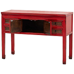 Деревянная консоль в китайском стиле с ящиками и дверцами красная Chinese Console Table варинант исполнения - 3 | Loft Concept в Тюмени