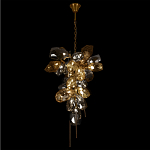 Люстра подвесная вытянутой формы с плафонами из стекла и металла с двумя вертикальными подвесками Gilded Mirage  варинант исполнения - 3 | Loft Concept в Тюмени