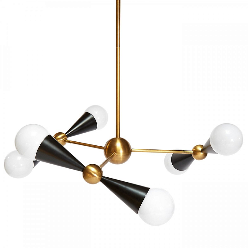 Люстра CARACAS SIX-LIGHT CHANDELIER Латунь Черный Люстра CARACAS SIX-LIGHT CHANDELIER Латунь Черный в Тюмени | Loft Concept