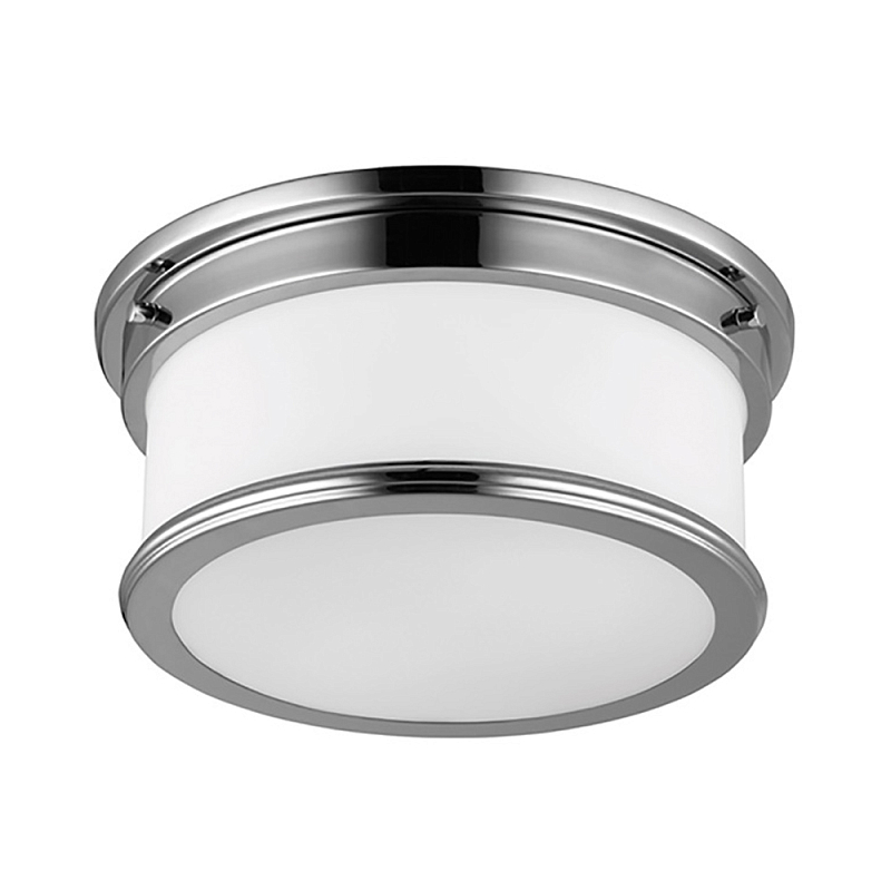 Потолочный светильник для ванных комнат цвета хром с вытянутым плафоном из молочного стекла Feiss Хром Белый в Тюмени | Loft Concept 