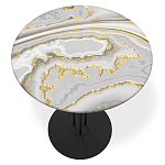 Стол журнальный с круглой столешницей из стекла Gray and Gold Marble варинант исполнения - 2 | Loft Concept в Тюмени