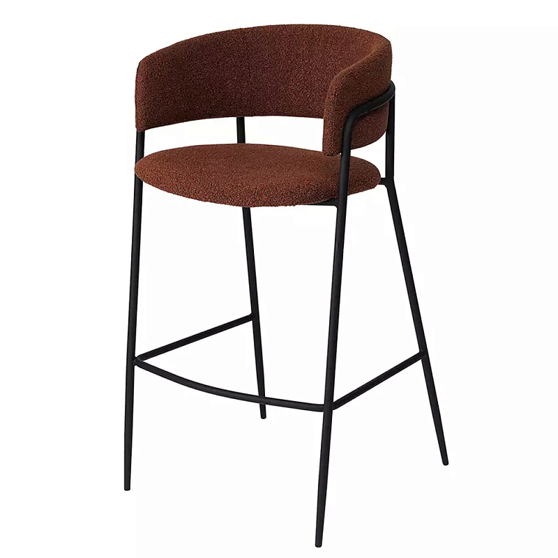 Стул полубарный с каркасом из металла и мягким сиденьем и спинкой Soft and Practical Капучино Терракотовый Стул полубарный с каркасом из металла и мягким сиденьем и спинкой Soft and Practical Капучино Терракотовый в Тюмени | Loft Concept