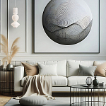 Подвесной светильник белого цвета с тремя геометрическими плафонами Alora Mood варинант исполнения - 7 | Loft Concept в Тюмени