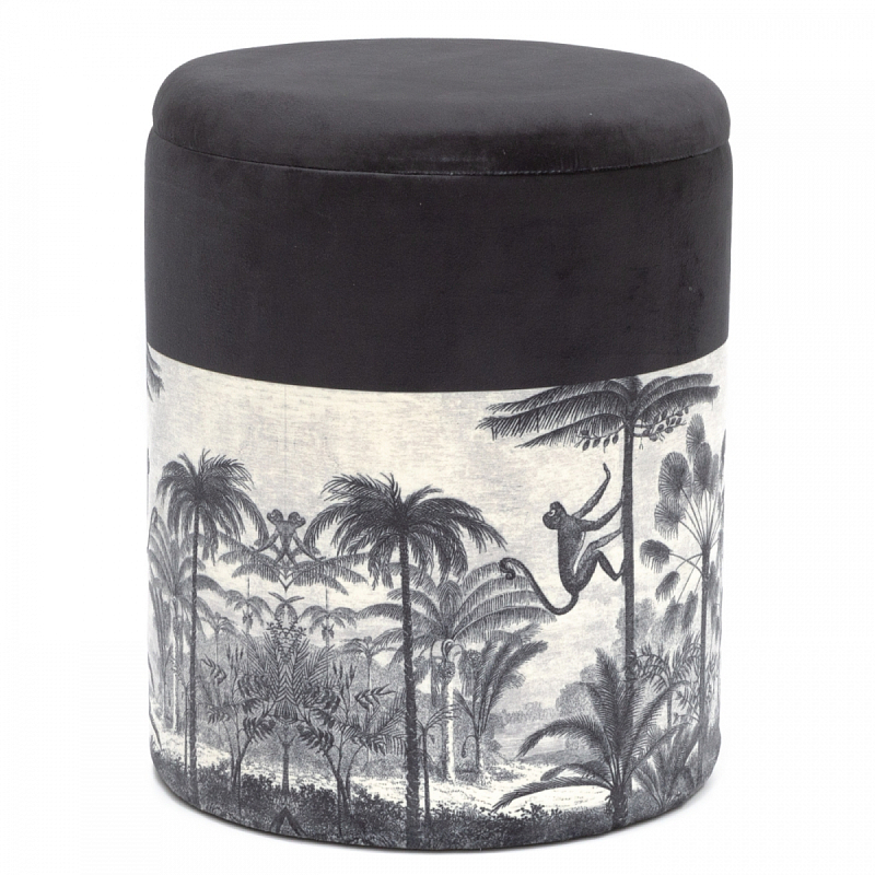 Пуф PUF Jungle Print с крышкой Мульти Черный Пуф PUF Jungle Print с крышкой Мульти Черный в Тюмени | Loft Concept