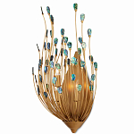 Бра настенное золотое с декором из бирюзовых элементов Peacock Tail варинант исполнения - 2 | Loft Concept в Тюмени