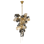 Люстра подвесная вытянутой формы с плафонами из стекла и металла с двумя вертикальными подвесками Gilded Mirage  варинант исполнения - 2 | Loft Concept в Тюмени