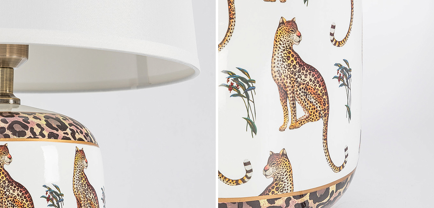 Настольная лампа с абажуром Leopard Lampshade White Настольная лампа с абажуром Leopard Lampshade White - Loft-Concept в Тюмени