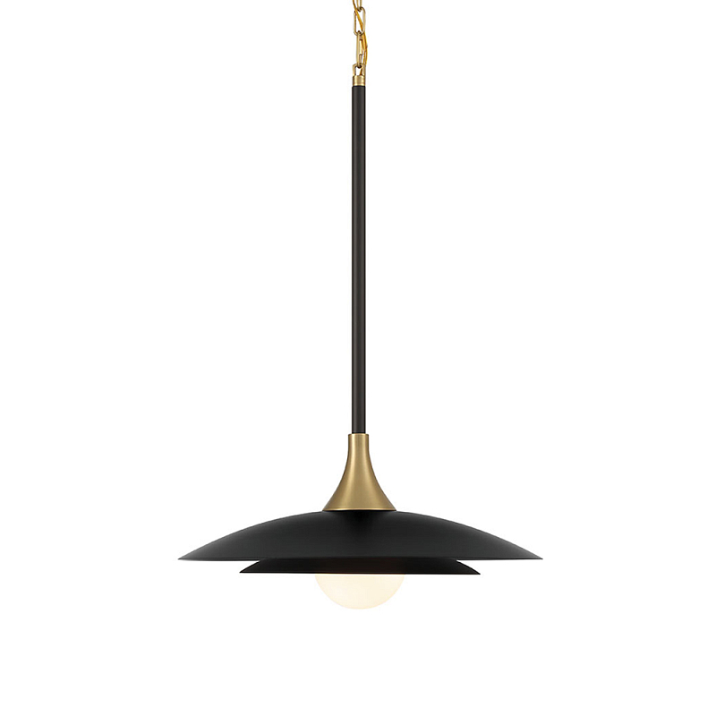 Подвесной светильник с плафоном в форме плоского купола и белой шарообразной лампой Eurofase Черный Белый Золотой в Тюмени | Loft Concept 