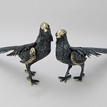 Статуэтка бронзовая пара Фазаны синие Bronze Birds варинант исполнения - 4 | Loft Concept в Тюмени
