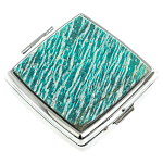 Таблетница карманная квадратная с 2-мя отделениями с зеркалом и накладкой из натурального камня Амазонит Silver Stone Pillboxes варинант исполнения - 1 | Loft Concept в Тюмени