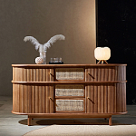 Дизайнерский комод овальный с фактурным фасадом и вставками из плетеных элементов Ambar варинант исполнения - 1 | Loft Concept в Тюмени