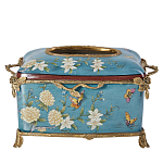 Салфетница прямоугольная голубого цвета с цветами и бабочками Blue Garden варинант исполнения - 1 | Loft Concept в Тюмени