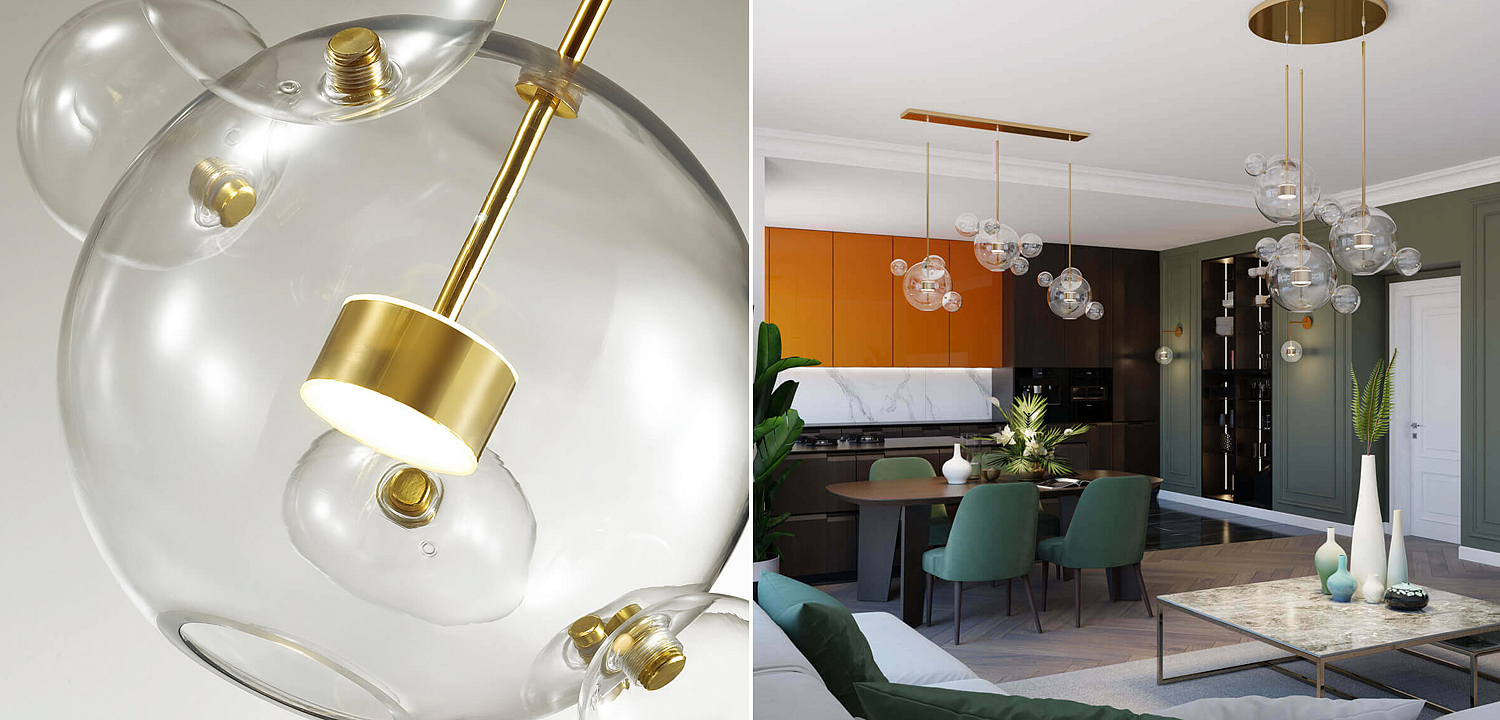 Люстра Transparent Bubble Chandelier Gold Circle Люстра Transparent Bubble Chandelier Gold Circle - Loft-Concept в Тюмени