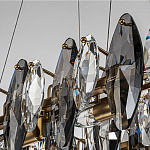 Люстра подвесная с овальными подвесками из стекла дымчатого цвета Harlow Crystal Round варинант исполнения - 3 | Loft Concept в Тюмени