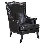 Кресло из натуральной кожи на 4-х деревянных ножках из массива бука Daniel Leather Armchair black варинант исполнения - 1 | Loft Concept в Тюмени