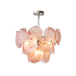 Люстра с каскадом из круглых розовых стеклянных дисков Pink Light Waterfall варинант исполнения - 2 | Loft Concept в Тюмени