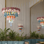 Люстра круглая с декором из разноцветных элементов в виде листьев Changing Seasons варинант исполнения - 12 | Loft Concept в Тюмени