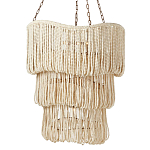 Трехъярусная люстра с подвесками из круглых деревянных бусин белая White Beads Three-tier Chandelier  варинант исполнения - 1 | Loft Concept в Тюмени