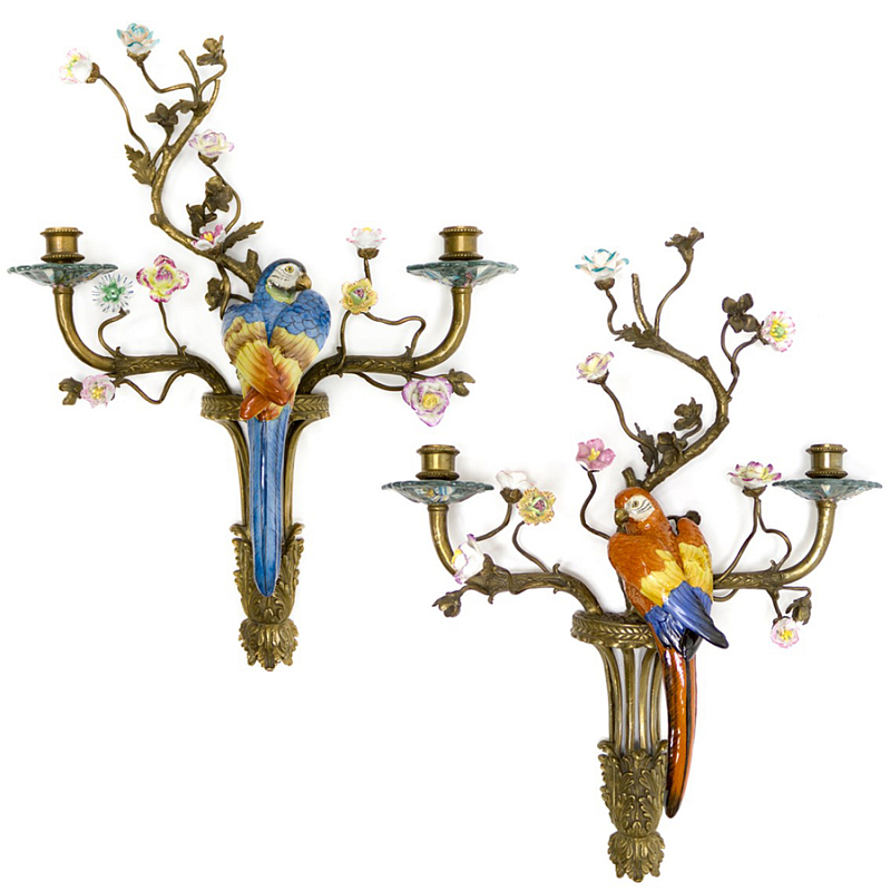 Подсвечник Candlestick Colored Parrots Бронза Синий Красный Подсвечник Candlestick Colored Parrots Бронза Синий Красный в Тюмени | Loft Concept