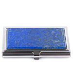 Визитница карманная металлическая с накладкой из натурального камня Лазурит Stone Business Card Holders  варинант исполнения - 1 | Loft Concept в Тюмени