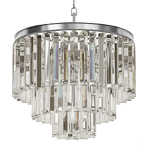 Люстра ODEON CLEAR GLASS FRINGE 3-TIER CHANDELIER nickel