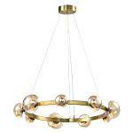 Люстра подвесная светодиодная с 9-ю круглыми плафонами коньячного цвета Iona Chandelier Brass  варинант исполнения - 1 | Loft Concept в Тюмени