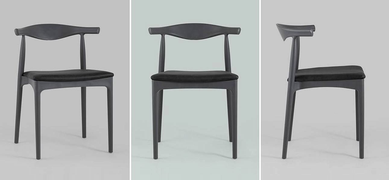 Стул Elbow HANS J.WEGNER с Подлокотником Серый Мягкое Сидение Стул Elbow HANS J.WEGNER с Подлокотником Серый Мягкое Сидение - Loft-Concept в Тюмени