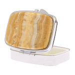Таблетница карманная прямоугольная с 2-мя отделениями с зеркалом и накладкой из натурального камня Оникс Silver Stone Pillboxes варинант исполнения - 2 | Loft Concept в Тюмени